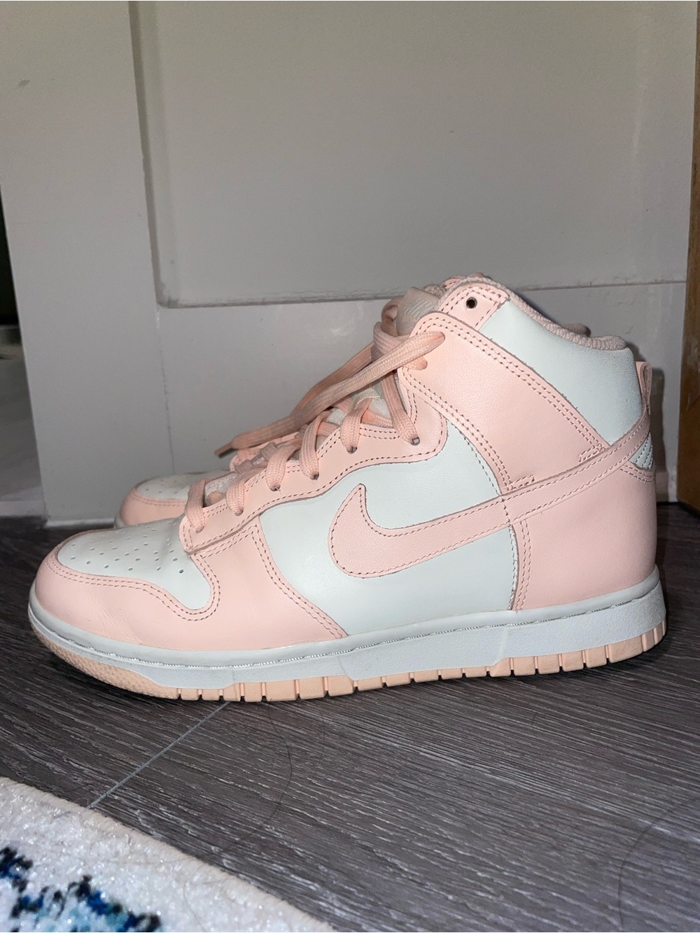 Womens Nike High-Top Leather Sneakers in Pink and White